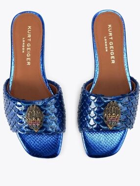 Kurt Geiger Blue Metallic Slide Sandals